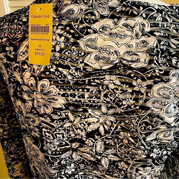 Coldwater Creek Black White Knit Top Size Medium NWT - Picture 5 of 6